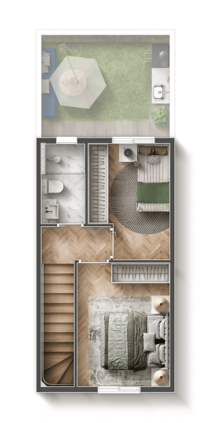 1° Pavimento. - 2 Dorms. 58,43m²