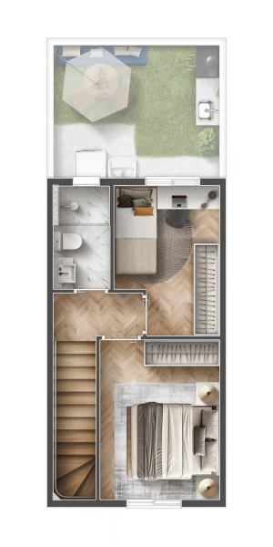 Opcional com Lavabo 1° Pavimento - 2 Dorm.s 58,43m²